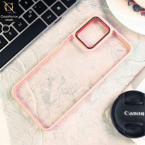 Vivo Y33s Cover - Pink - New Electroplating Camera Ring Colored Soft Silicon Borders Protective Clear Back Case