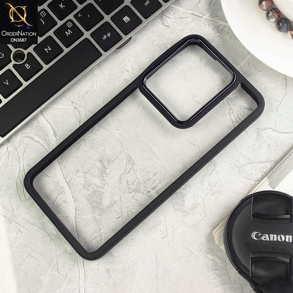 Vivo Y22 Cover - Black - New Electroplating Camera Ring Colored Soft Silicon Borders Protective Clear Back Case