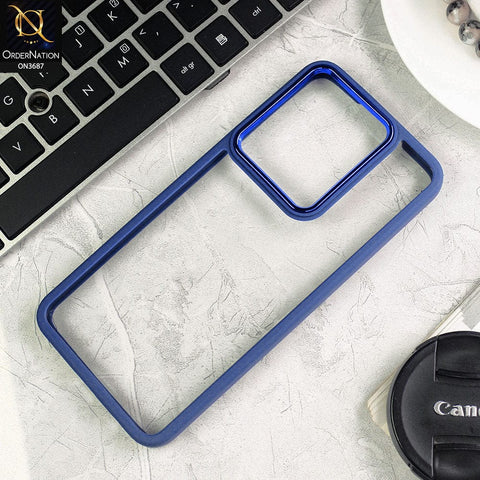 Vivo Y22 Cover - Blue - New Electroplating Camera Ring Colored Soft Silicon Borders Protective Clear Back Case