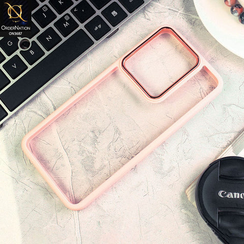Vivo Y22 Cover - Pink - New Electroplating Camera Ring Colored Soft Silicon Borders Protective Clear Back Case