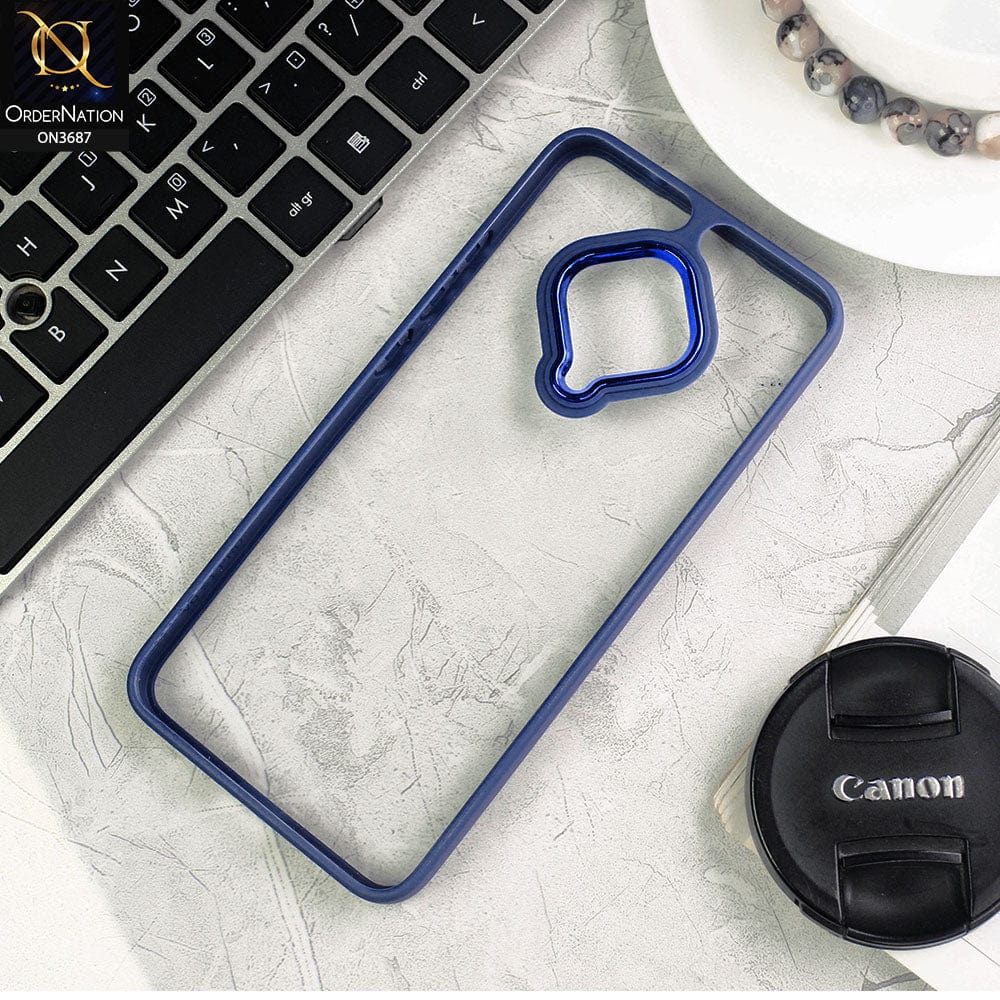 Vivo S1 Pro Cover - Blue - New Electroplating Camera Ring Colored Soft Silicon Borders Protective Clear Back Case