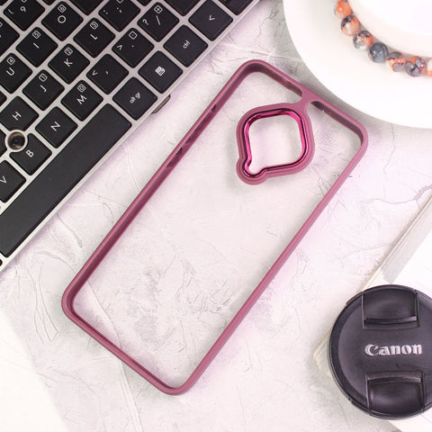 Vivo S1 Pro Cover - Maroon - New Electroplating Camera Ring Colored Soft Silicon Borders Protective Clear Back Case