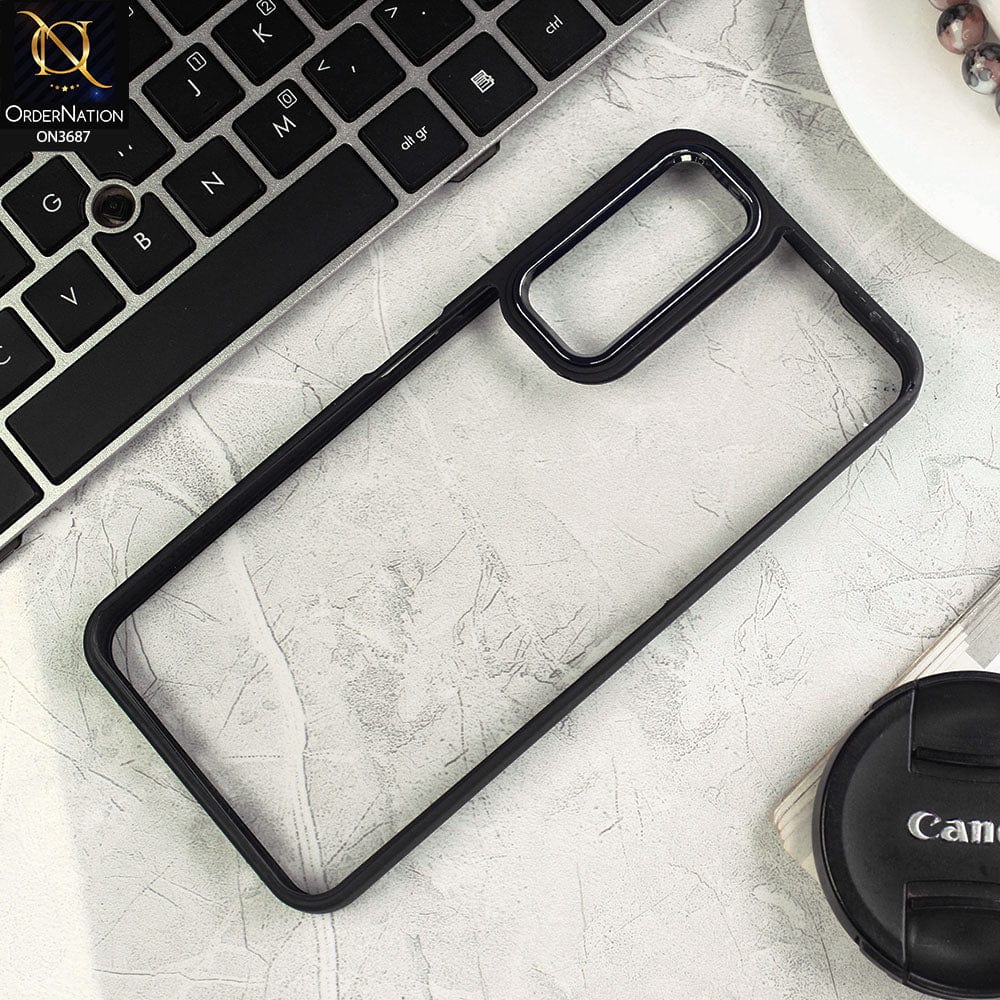 Vivo Y53s 4G Cover - Black - New Electroplating Camera Ring Colored Soft Silicon Borders Protective Clear Back Case