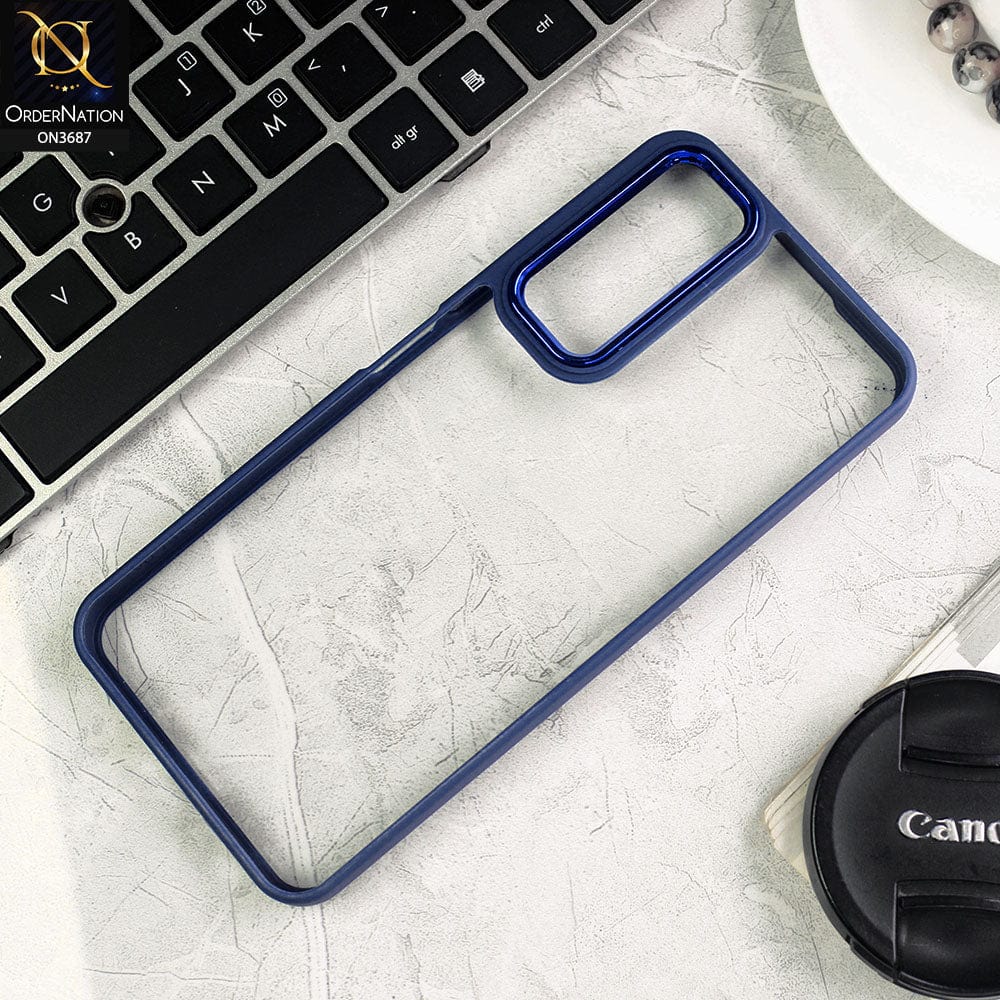 Vivo Y51 (2020 December) Cover - Blue - New Electroplating Camera Ring Colored Soft Silicon Borders Protective Clear Back Case