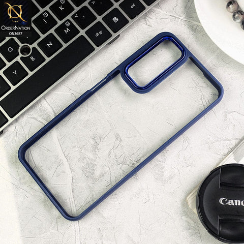 Vivo Y51 (2020 December) Cover - Blue - New Electroplating Camera Ring Colored Soft Silicon Borders Protective Clear Back Case