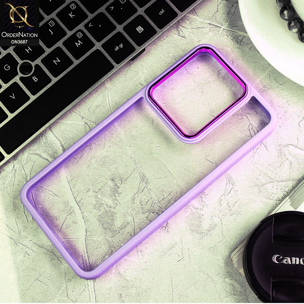 Vivo Y55 4G Cover - Purple - New Electroplating Camera Ring Colored Soft Silicon Borders Protective Clear Back Case
