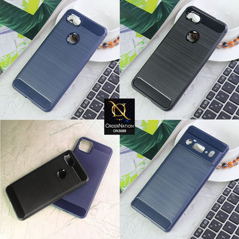Google Pixel 4a 4G Cover - Blue - 3D Look Metal Brush Style Soft TPU Case