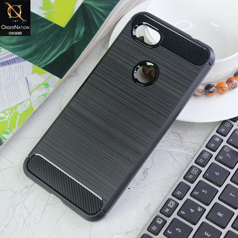 Google Pixel 3 Cover - Black - 3D Look Metal Brush Style Soft TPU Case