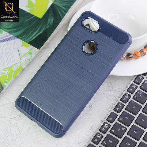 Google Pixel 3 Cover - Blue - 3D Look Metal Brush Style Soft TPU Case