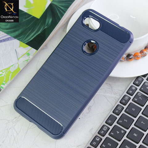 Google Pixel 3 XL Cover - Blue - 3D Look Metal Brush Style Soft TPU Case