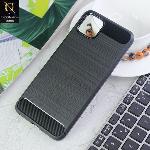 Google Pixel 4 Cover - Black - 3D Look Metal Brush Style Soft TPU Case