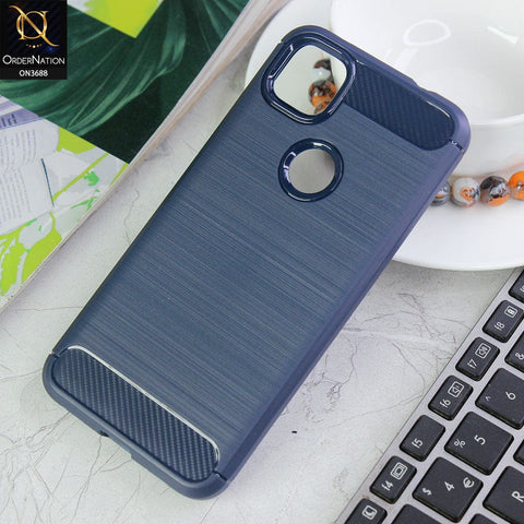 Google Pixel 4a 4G Cover - Blue - 3D Look Metal Brush Style Soft TPU Case