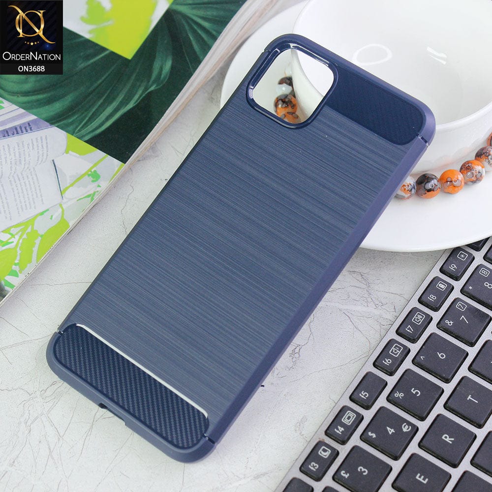 Google Pixel 4 XL Cover - Blue - 3D Look Metal Brush Style Soft TPU Case