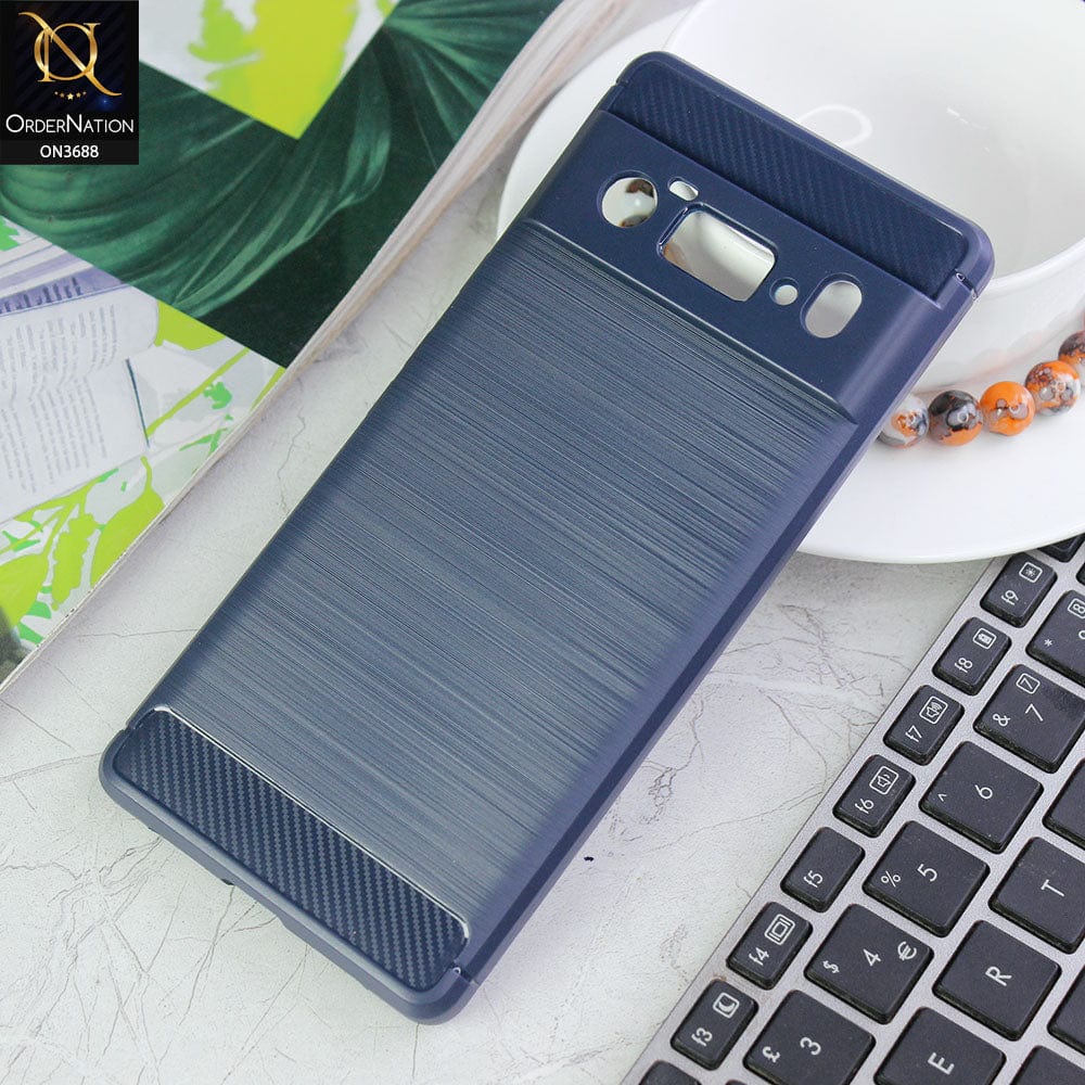 Google Pixel 6 Cover - Blue - 3D Look Metal Brush Style Soft TPU Case