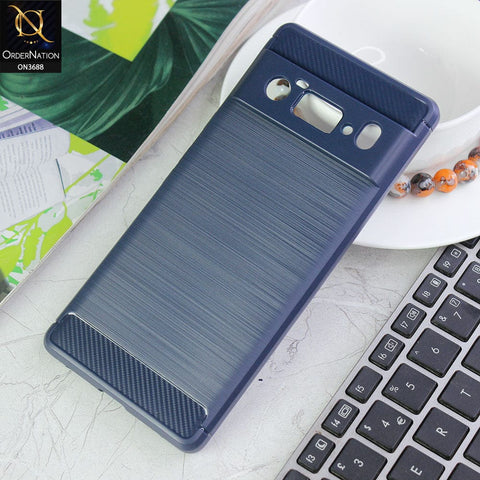 Google Pixel 6 Pro Cover - Blue - 3D Look Metal Brush Style Soft TPU Case