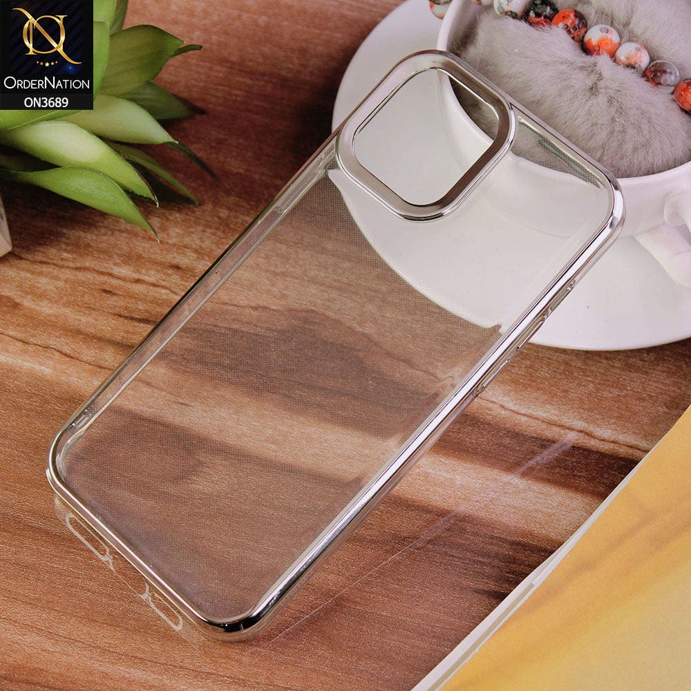 iPhone 11 Pro Max Cover - Silver - Side Colour Borders camera Protection Soft TPU Transparent Case
