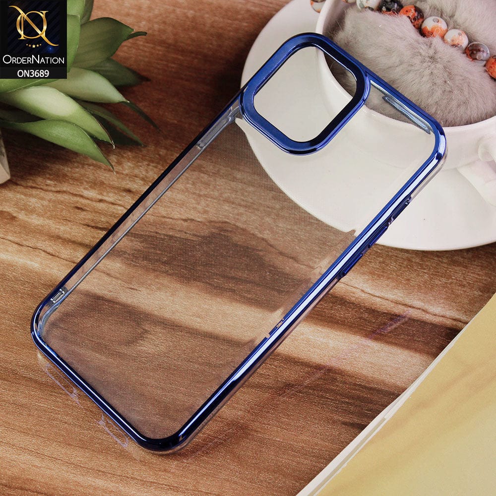 iPhone 12 Pro Max Cover - Blue - Side Colour Borders camera Protection Soft TPU Transparent Case