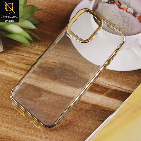 iPhone 12 Pro Max Cover - Golden - Side Colour Borders camera Protection Soft TPU Transparent Case