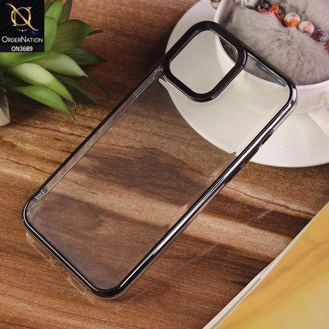 iPhone 13 Pro Max Cover - Black - Side Colour Borders camera Protection Soft TPU Transparent Case