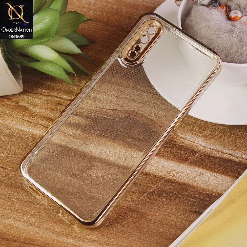 Vivo S1 Cover - Golden - Side Colour Borders camera Protection Soft TPU Transparent Case