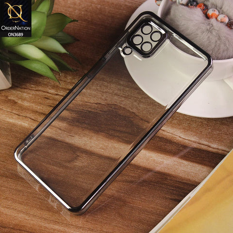 Samsung Galaxy A12 Cover - Black - Side Colour Borders camera Protection Soft TPU Transparent Case
