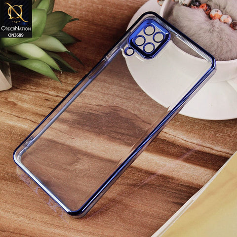 Samsung Galaxy A12 Nacho Cover - Blue - Side Colour Borders camera Protection Soft TPU Transparent Case