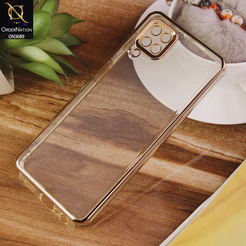 Samsung Galaxy A12 Nacho Cover - Golden - Side Colour Borders camera Protection Soft TPU Transparent Case