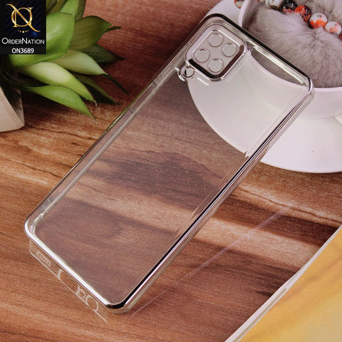 Samsung Galaxy A12 Nacho Cover - Silver - Side Colour Borders camera Protection Soft TPU Transparent Case