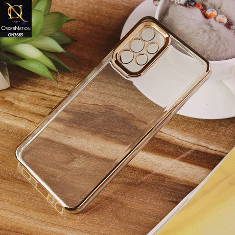 Samsung Galaxy A32 Cover - Golden - Side Colour Borders camera Protection Soft TPU Transparent Case
