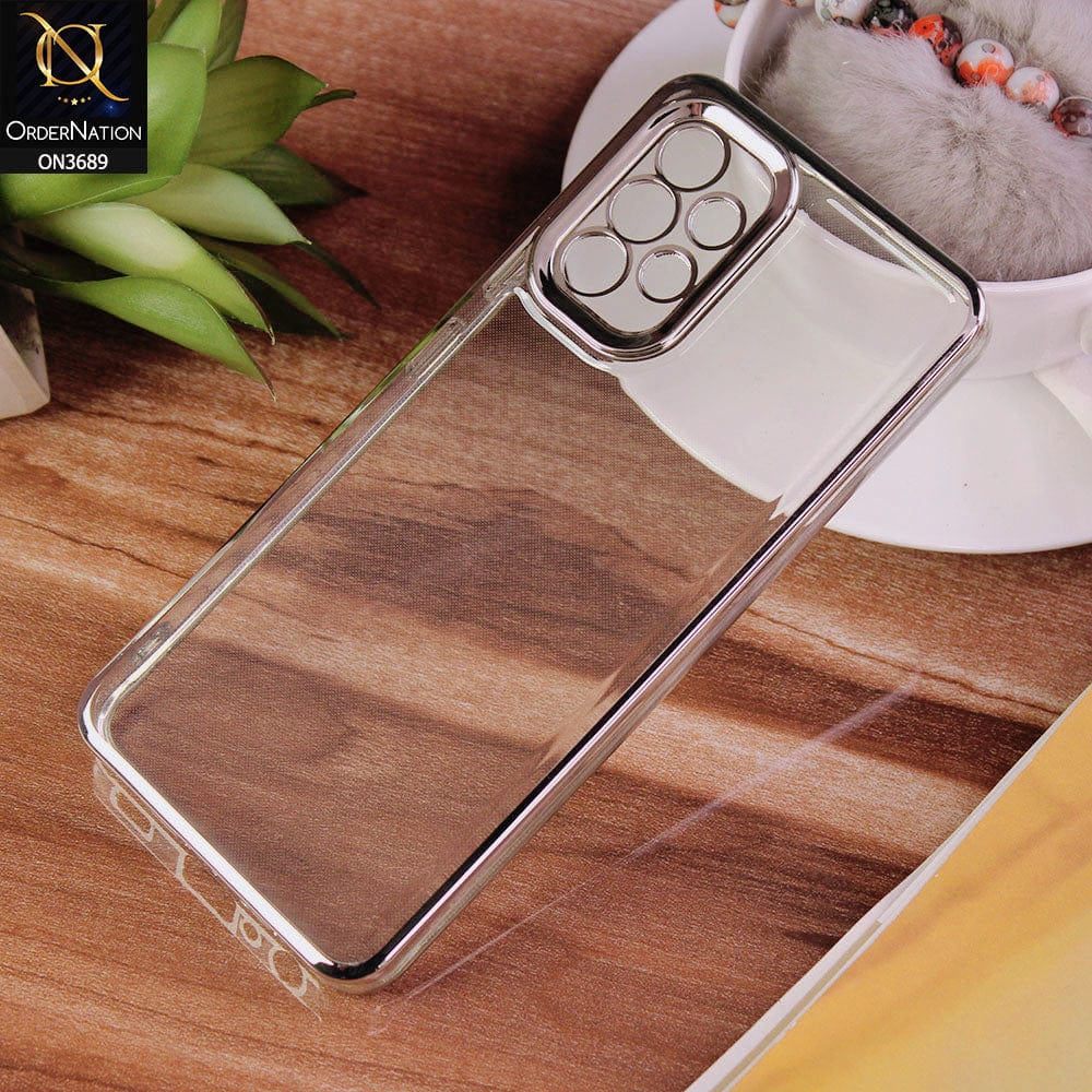 Samsung Galaxy A73 5G Cover - Silver - Side Colour Borders camera Protection Soft TPU Transparent Case