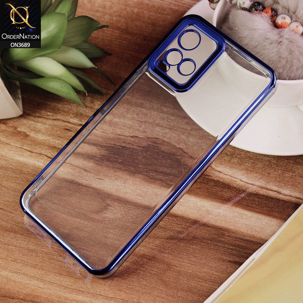 Vivo Y21s Cover - Blue - Side Colour Borders camera Protection Soft TPU Transparent Case
