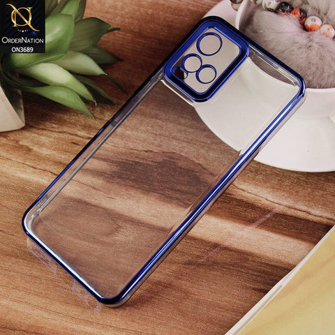 Vivo Y33s Cover - Blue - Side Colour Borders camera Protection Soft TPU Transparent Case