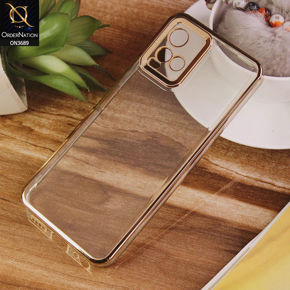 Vivo Y21s Cover - Golden - Side Colour Borders camera Protection Soft TPU Transparent Case