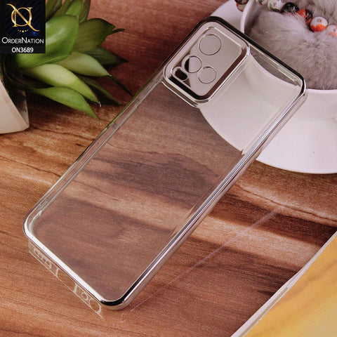 Vivo Y21G Cover - Silver - Side Colour Borders camera Protection Soft TPU Transparent Case