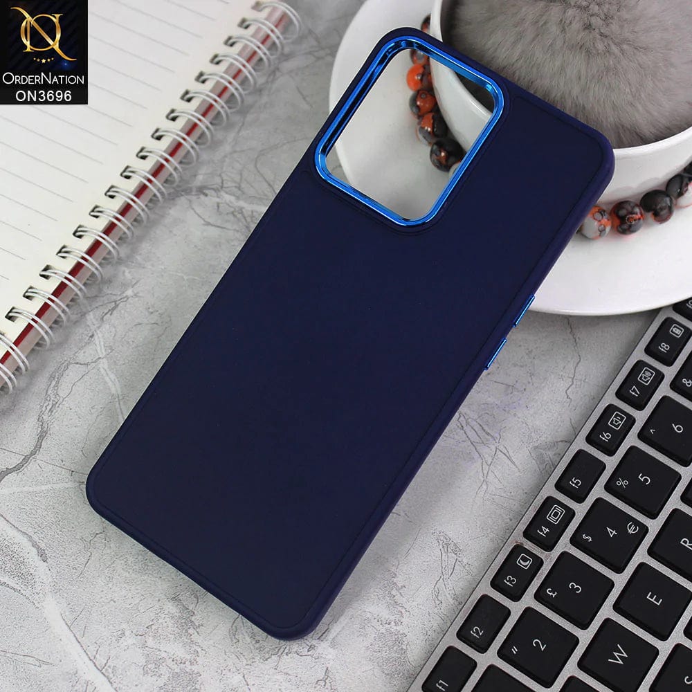Oppo F21 Pro 4G Cover - Blue - New Electroplating Camera Ring Colored Soft Silicon Borders Protective Back Case