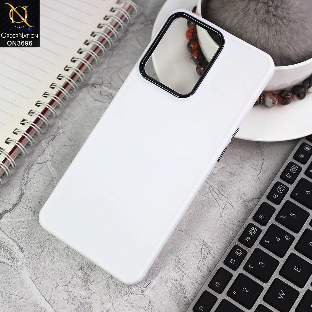 Oppo F21 Pro 4G Cover - White - New Electroplating Camera Ring Colored Soft Silicon Borders Protective Back Case