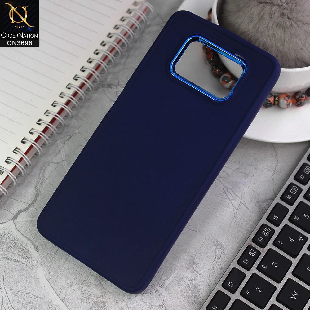 Xiaomi Poco X3 Cover - Blue - New Electroplating Camera Ring Colored Soft Silicon Borders Protective Back Case