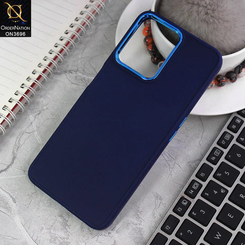 Realme V25 Cover - Blue - New Electroplating Camera Ring Colored Soft Silicon Borders Protective Back Case