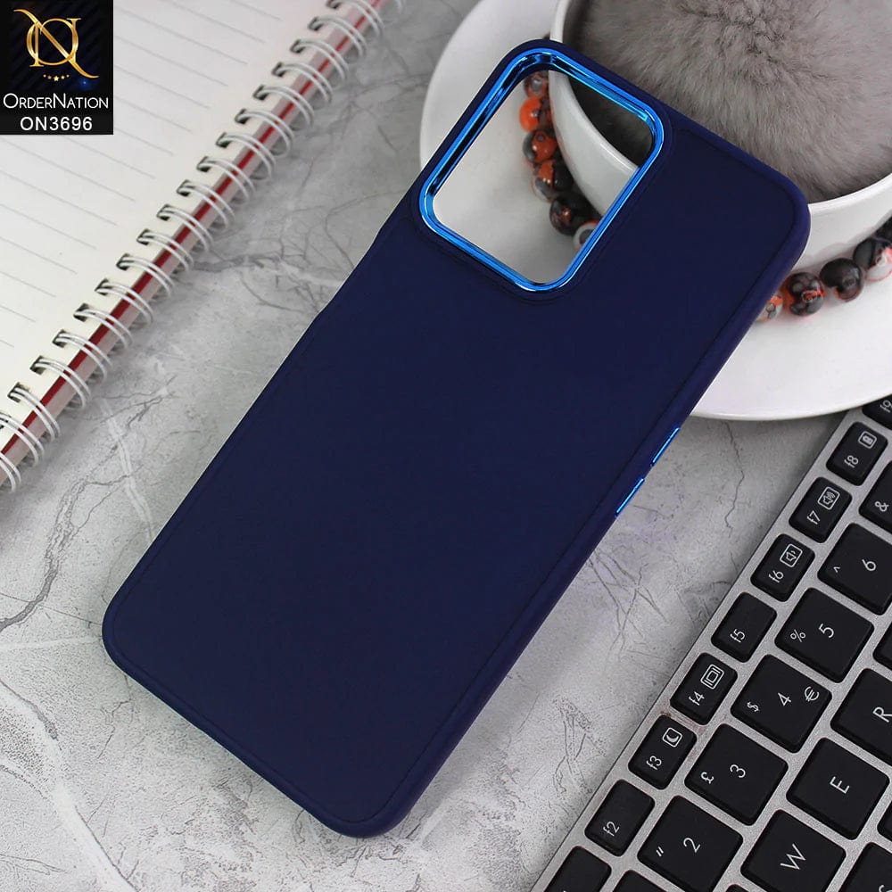 Realme C35 Cover - Blue - New Electroplating Camera Ring Colored Soft Silicon Borders Protective Back Case