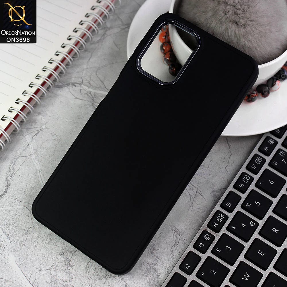 Samsung Galaxy A12 Cover - Black - New Electroplating Camera Ring Colored Soft Silicon Borders Protective Back Case