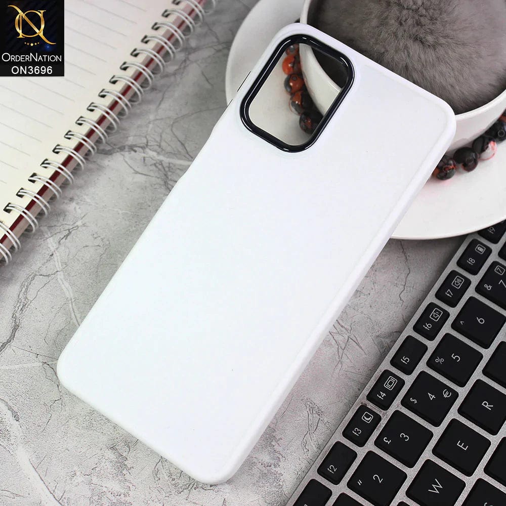 Samsung Galaxy A12 Nacho Cover - White - New Electroplating Camera Ring Colored Soft Silicon Borders Protective Back Case