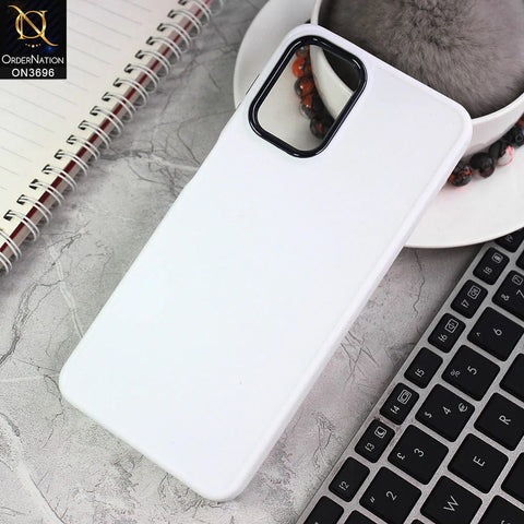 Samsung Galaxy A12 Cover - White - New Electroplating Camera Ring Colored Soft Silicon Borders Protective Back Case