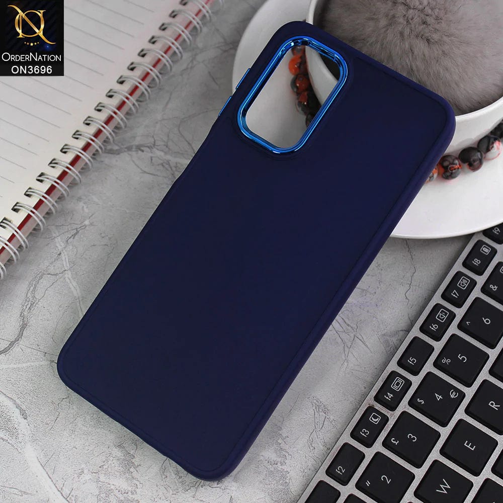 Samsung Galaxy A32 Cover - Blue - New Electroplating Camera Ring Colored Soft Silicon Borders Protective Back Case