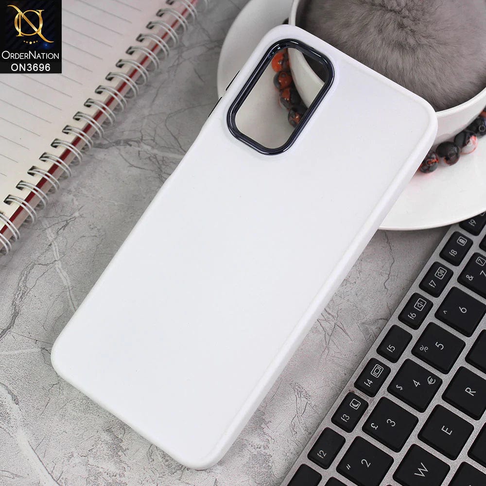 Samsung Galaxy A13 Cover - White - New Electroplating Camera Ring Colored Soft Silicon Borders Protective Back Case