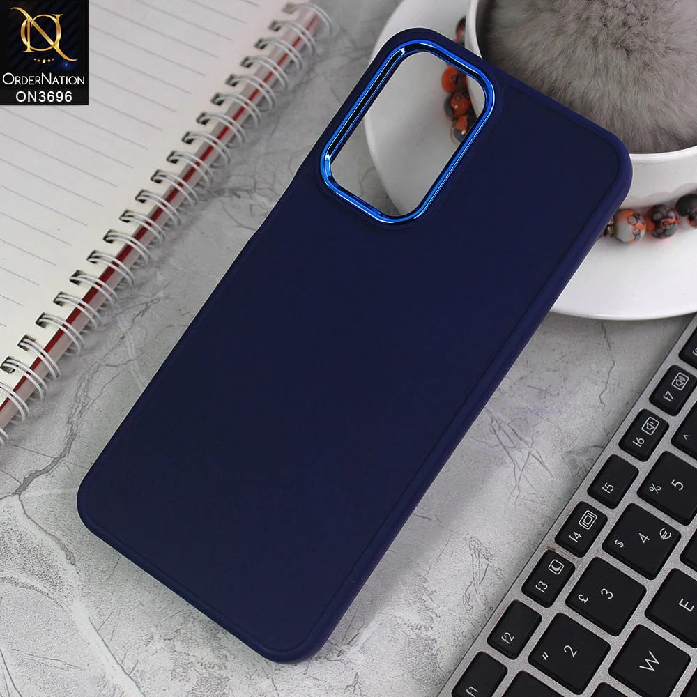 Samsung Galaxy A23 Cover - Blue - New Electroplating Camera Ring Colored Soft Silicon Borders Protective Back Case