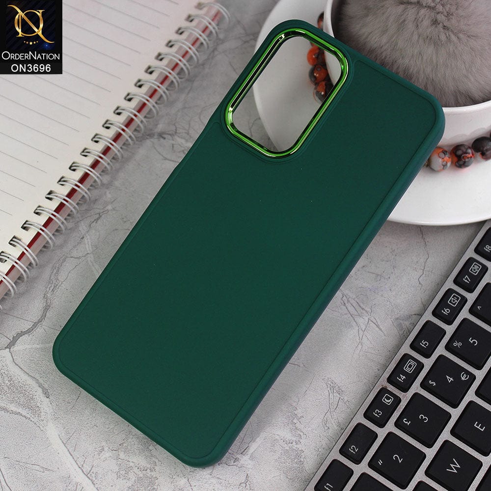 Samsung Galaxy A32 Cover - Green - New Electroplating Camera Ring Colored Soft Silicon Borders Protective Back Case