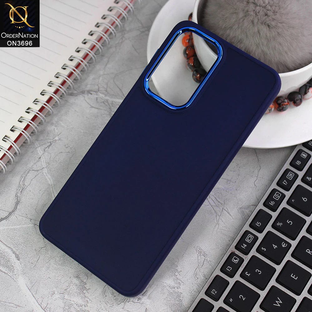 Samsung Galaxy A33 5G Cover - Blue - New Electroplating Camera Ring Colored Soft Silicon Borders Protective Back Case
