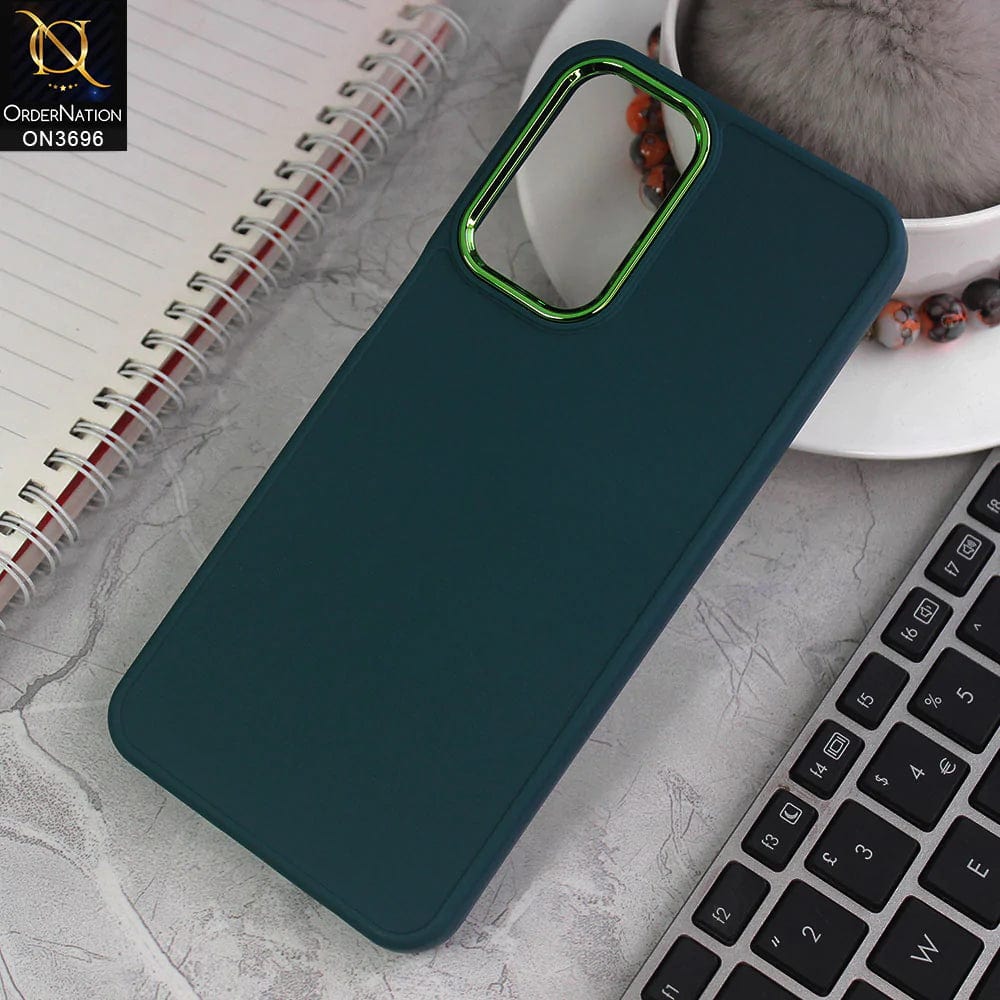 Samsung Galaxy A33 5G Cover - Green - New Electroplating Camera Ring Colored Soft Silicon Borders Protective Back Case