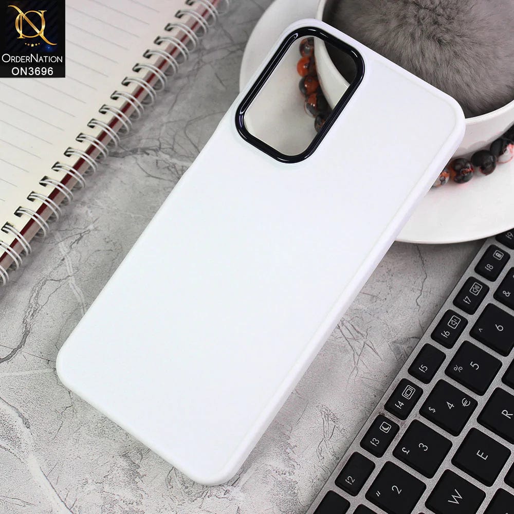 Samsung Galaxy A33 5G Cover - White - New Electroplating Camera Ring Colored Soft Silicon Borders Protective Back Case