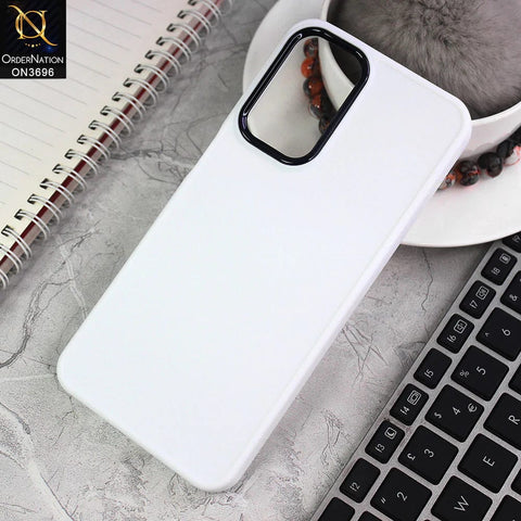 Samsung Galaxy A33 5G Cover - White - New Electroplating Camera Ring Colored Soft Silicon Borders Protective Back Case